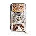Ahdyr Cat Faces Puzzles Mujer Gran Capacidad Lujo Cera Cuero Genuino Cartera portátil Organizador de Embrague
