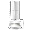 HUJI Stack-able Porcelain 3.2 OZ Espresso Turkish Coffee Cups and Saucer Set with Chrome Rack (9 Piece Set) (1)