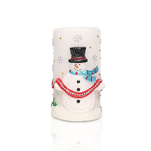 GiveU Snowman Flameless LED Timer Battery Operated Candle for Christmas Decoration, 6