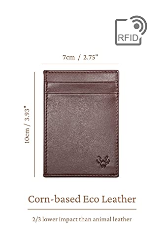 WATSON & WOLFE Next-Gen Non-Leather Slim Credit Card Holder Brown Blue - RFID Card Blocker For Contactless Cards, Small Card Case - Thin Minimalist Design Men & Women - Vegan Fabric Ethical Handmade - Image 3