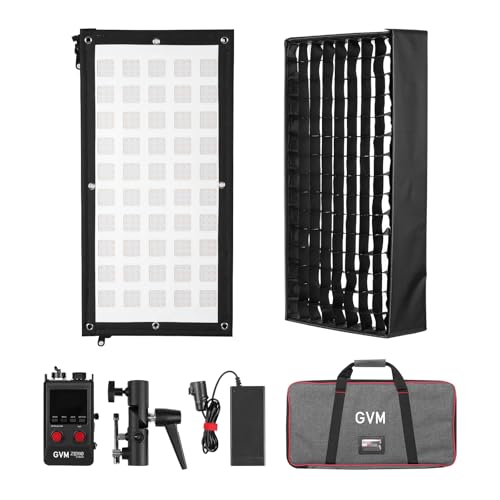 GVM ZipTile Z150B Bi-Color Flexibles LED-Videolicht 2700K–6800K, 150W Panellicht 15500 Lux/m, 12 Lichteffekte, Softbox mit Wabengitter, App-Steuerung für Studiofotografie