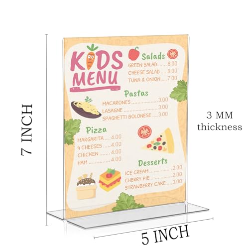 Image of Shuban Acrylic Sign Holder Table Sign Holder Double Sided T Shape Clear Plastic Desktop Display Holder Vertical Menu Stand Sign Holders for School, Office, Hotel, Party (05 X 7 Inch -4Pcs)