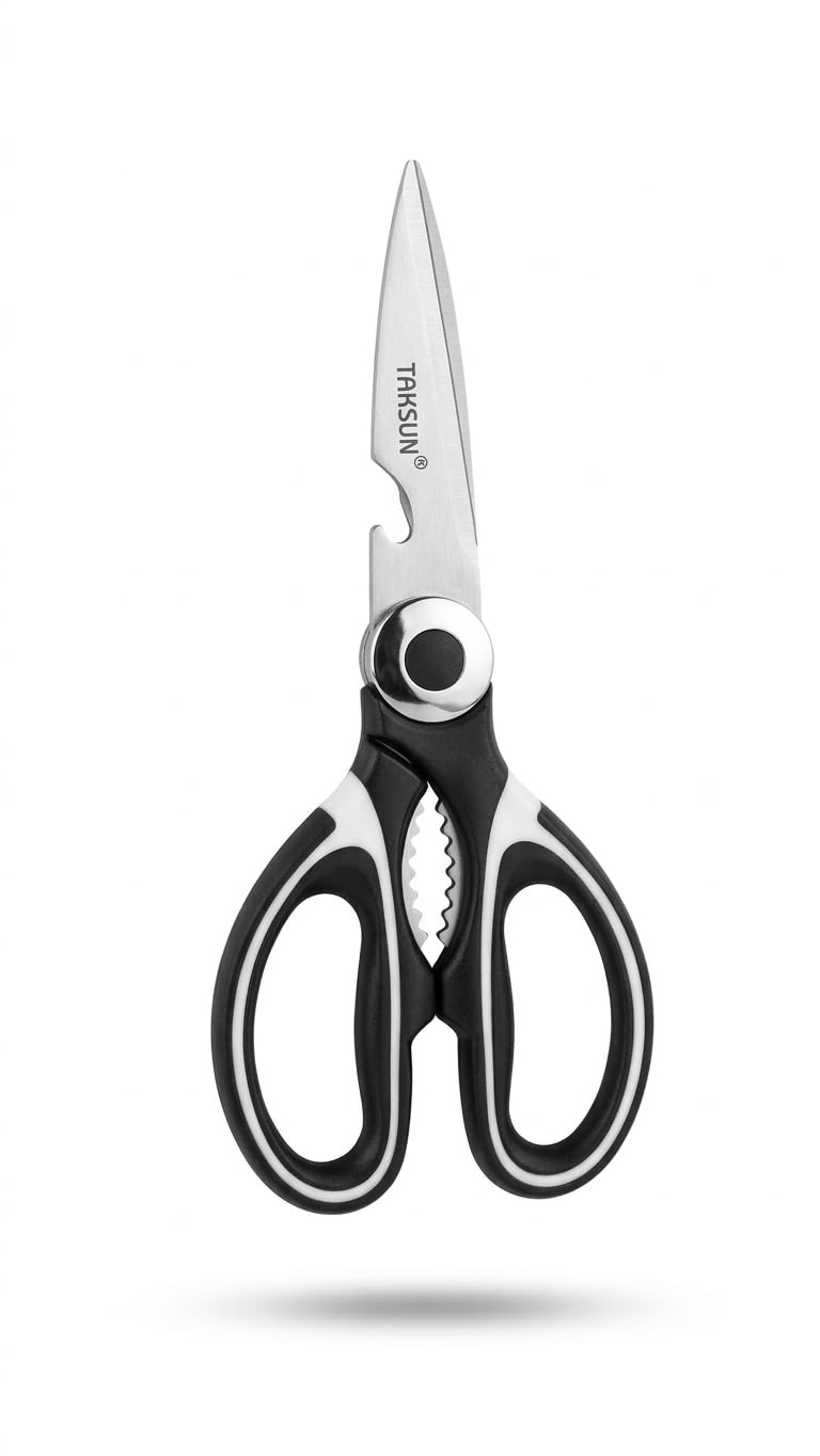 Proalet Taksun KA051 21 cm Profesyonel Çok Amaçlı Mutfak Makası – Paslanmaz Çelik Tavuk Kesme, Şişe Açacağı ve Ceviz Kırıcılı Ağır Hizmet Tipi Kesici Mutfak Makası