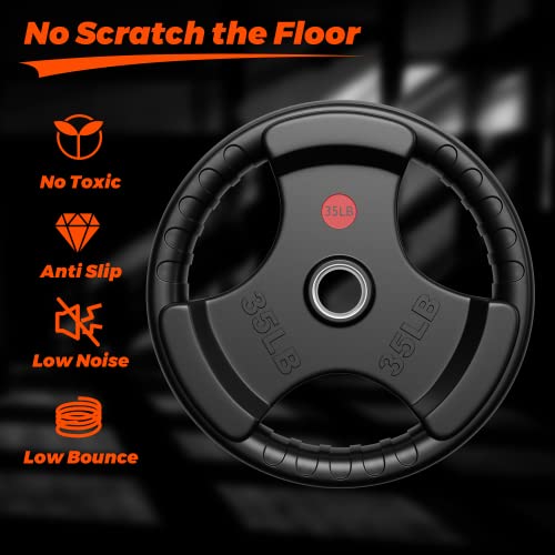 Xddias Rubber Weight Plates 2-Inch Olympic Grip Plate In Pairs Or Single For Strength Training, Weightlifting And Bodybuilding In Home & Gym, Solid Cast Iron Weight Plates For Barbell, 10Lb-45Lb #TOP2