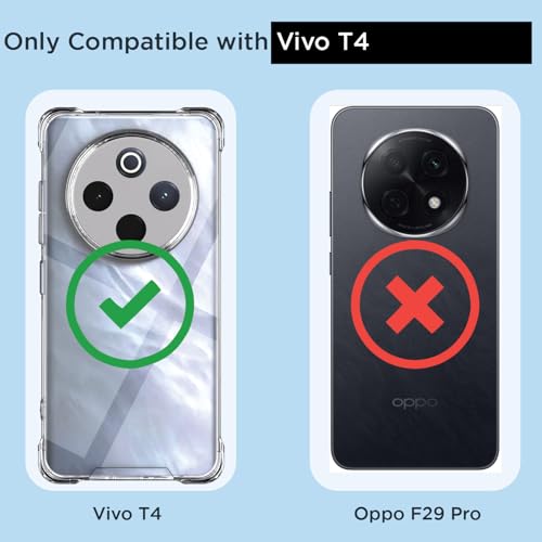 Image of Amazon Basics Back Cover for Vivo T4 5G / iQoo Z10 5G PC + TPU Clear Transparent Raised Edges Shockproof Protective Phone Bumper Case(Transparent)
