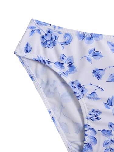 Image of COZYEASE Girls' 2 Piece Ditsy Floral Print Knot Front Ruched Triangle Bikini Swimsuit