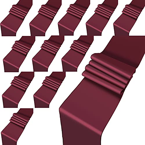 Table Runners 12 Pack Satin Table Runners 12 X 108 Inches Long Table Runner For Parties, Banquets, Graduations, Wedding Decorations #TOP19