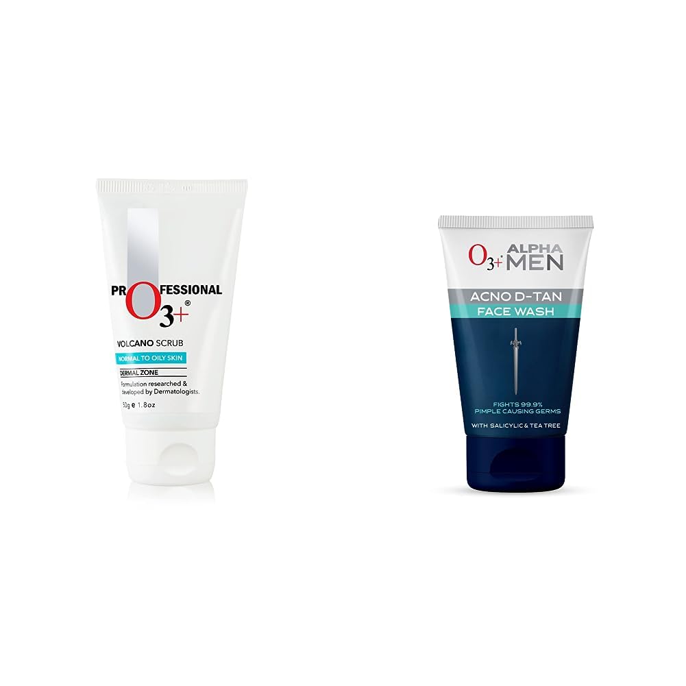O3+ Volcano Scrub (50G) & O3+ ALPHA MEN Acno D-TAN Face Wash with Tea Tree 100g for Oily Skin Combo-image-37