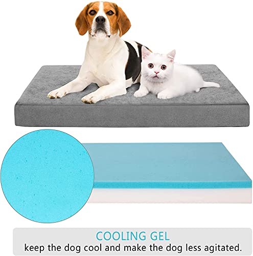 Large Grey Dog Bed Mattress Memory Foam Thick Removable Washable Cover Zipper Plush Pet Mat OL20 - Image 5