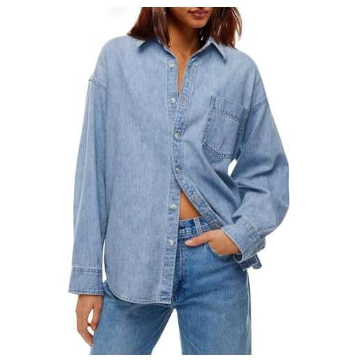 Cicy Bell Women Oversized Denim Shirt Jean Jacket Trendy Button Down Shirts