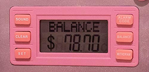 ATM Toy Savings Bank with Motorized Bill Feeder, Coin Reader and Balance Calculator (Pink)