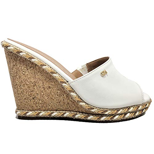 Tamanco Anabela Camminare Logo Cordas Feminino - Branco - 35