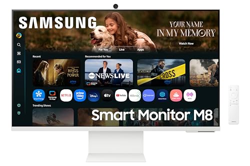 Image of Samsung 32 inch (80 cm) 4K M8 Vision AI Smart Monitor|UHD 3840 x 2160|Smart TV Experience with AI|Slimfit Camera|Type-C|Apple AirPlay|Gaming Bar|Remote|Speakers|Wi-Fi|Bluetooth|LS32FM801UWXXL|White