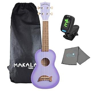 Kala Purple Burst Dolphin Makala Soprano Ukulele – MK-SD/PLBURST Bundle with a Kala Tuner and Lumintrail Polishing Cloth - Les Beatles, Paul McCartney, John Lennon, RIngo Starr, George Harrison