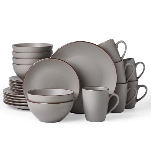 Famiware Venus Dinnerware Sets with Mugs, Ceramic Plates and Bowls for 6
