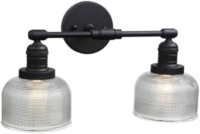 Pathson Vintage Double Heads Wall Sconces Decor for Bathroom Mirror, Glass 2-Light Bathroom Wall Vanity Lights, Hardwired Wall Sconce Lamp for Living Room Bedroom Farmhouse Lighti…