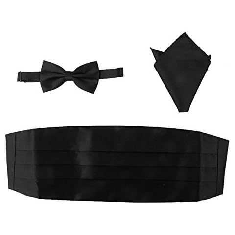 Rosenice Herren-Fliege aus Satin, 3-teiliges Set (schwarz) Cover