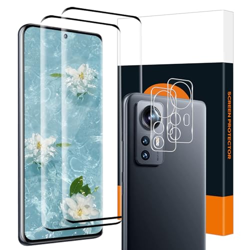 Carantee 2+2 Stück Schutzfolie für Panzerglas für Xiaomi 12/12X 5G 9H Gehärtetem Anti-Kratzer Bläschenfrei Ultra-Klar Xiaomi 12 5G Displayschutz 3D Präziser Ausschnitt Anti-Schock mi 12X Glasfolie