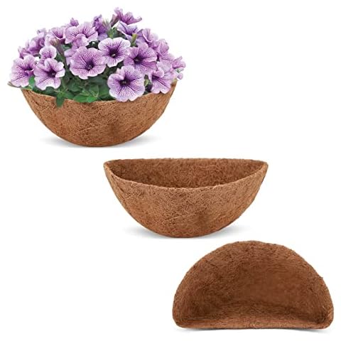 CEED4U 3 Packs 10 Inches Half Round Coco Coir Liner, Half Circle Coconut Fiber Replacement Liners for Hanging Basket Wall Hanging Baskets Garden Planter Flower Pot Cover