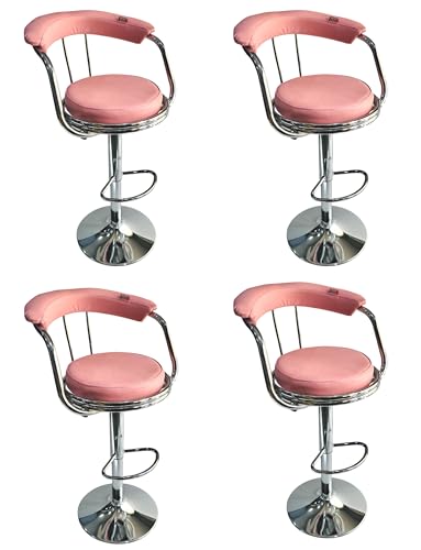 Image of GOYALSON Classic Height Adjustable and Revolving Bar Stool Kitchen Chair (4, Pink)