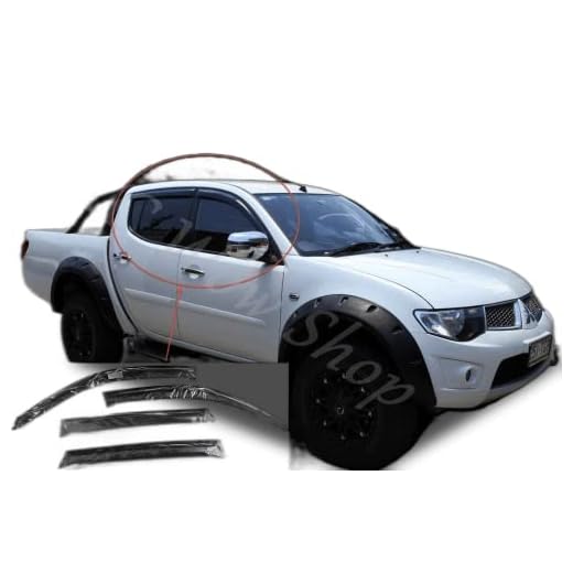 AC WOW 4X Compatible con Mitsubishi L200 Doble Cabina 2005 – 2014 Triton Strakar Deflectores de Viento Oscuro Ahumado acrílico Puerta Lateral Ventanas WeatherShields Viseras Lluvia Nieve Sun Guards