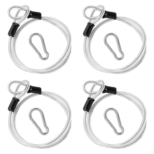 Cavo di Sicurezza Antifurto,Lucchetto con Cavo di Sicurezza a Fune Metallica, Fune in Acciaio con Cavo ad Anello da 4 Pezzi, Cavo di Sicurezza Lungo 1 m, per Biciclette, Motociclette