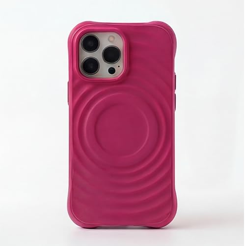 Image of amazon basics Shockproof Case for iPhone 13 Pro | Ripple Pattern | Camera Protection | Protective Cover with Enhanced Grip & Wireless Charging Support - Maroon Red