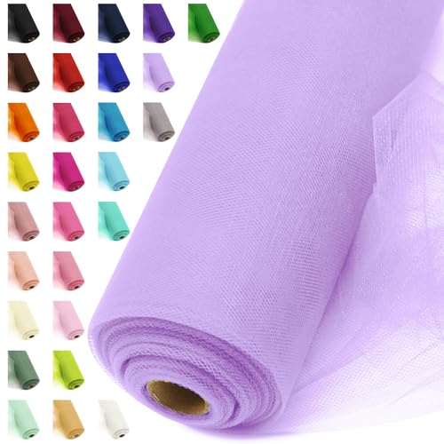 Tulle Fabric Roll 54 Inch x 20 Yards, Matte Tulle Ribbon (Lavender)