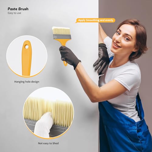 EHDIS 6-teilig Tapezierwerkzeug, inklusive Tapezierbürste, Rakel Tapezieren, Rollen, Schneidwerkzeug, Tapezierset, Tapetenglättungs Werkzeug, für Klebekontakt, Tapeten, Fensterfolie, Vinyl