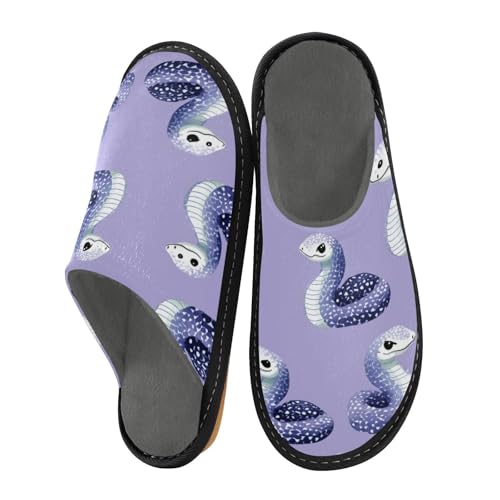 Slippers for Women Snake Pattern on Purple Soft Fuzzy Women's Slippers Indoor and Outdoor Shoes - Main Image