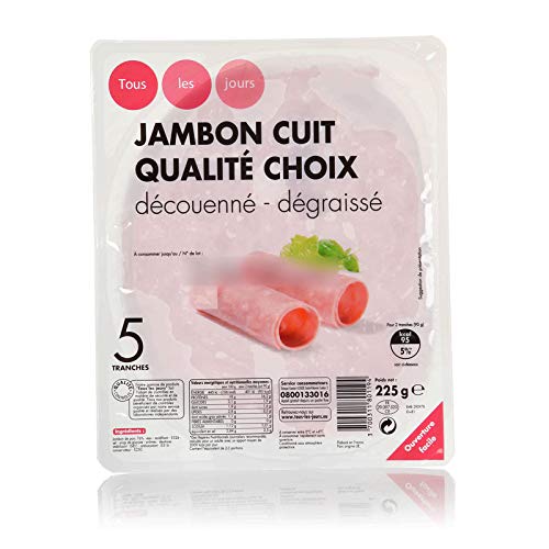 TOUS LES JOURS Jambon Cuit - Découenné Dégraissé - 5 Tranches