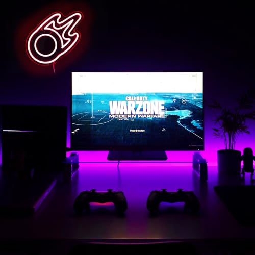 Image of Gaming Black Mage Neon Sign for Wall Decor, LED Light for Bedroom, Game Room Decorations, Dimmable, 5V USB Powered, Red, 11.8 inch x 11.8 inch