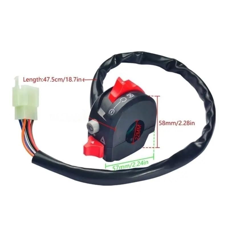 Controlador de arranque de 22mm con botonera de luces para moto universal 7