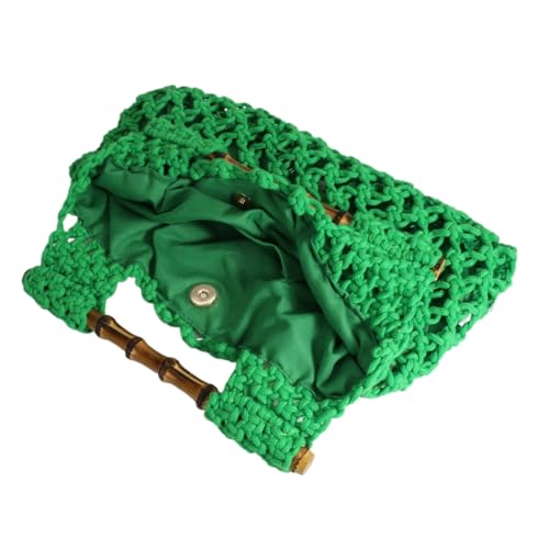 Bolso de mano de mimbre tejido con bambú para mujer miniatura 5