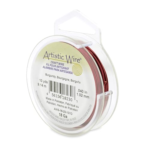 Image of Artistic Wire, 18 Gauge Tarnish Resistant Colored Copper Craft Wire, Burgandy, 10 yd