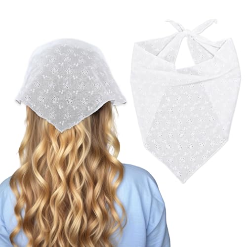 COMNICO Hair Bandana,1pcs White lace Hair Scarf for Women Thin