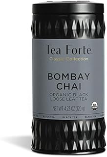 Tea Forte Organic Black Tea Bombay Chai, Makes 35-50 Cups, 4.23 Ounce Loose Leaf Tea Canister