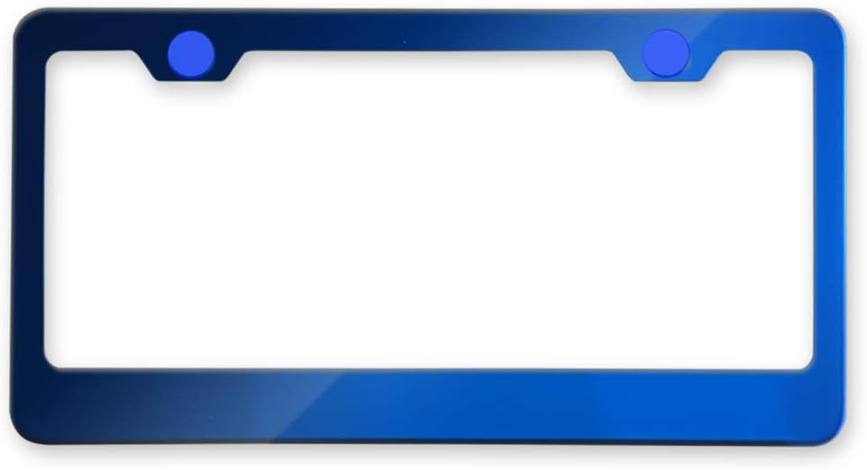 Laser Engraving Customized Electroplating Blue Stainless Steel License Plate Frame w/Screw Caps & Hardwares (Upgraded/No Peeling)