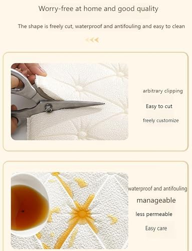 Beige Upholstered Wall Padding - Self-Adhesive Headboard Panels for Bedroom & Living Room, Peel and Stick Collision Protection, 1-Pack Soft Wall Panels