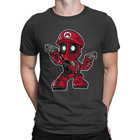 Deadpool Mario Mashup Gaming Unisex T-Shirt Gaming Shirt Adults Unisex Top Black Cover