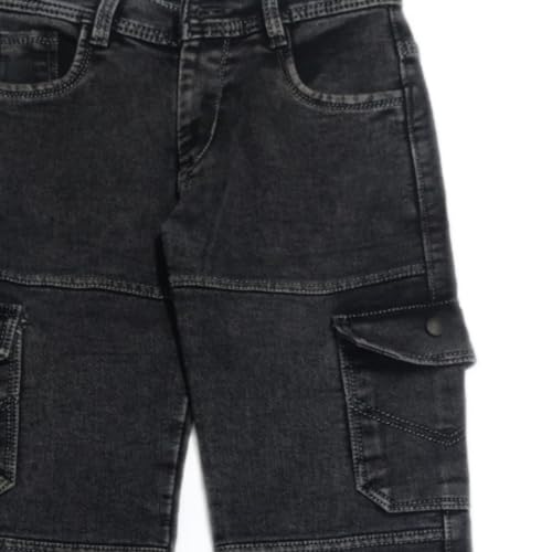 Image of Sky Heights Boys Solid Cargo Denim Jeans