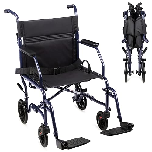 Carex Transport Wheelchair With 19 Inch Seat - Folding Transport Chair With Foot Rests - Foldable Wheel Chair And Lightweight Folding Wheelchair For Storage And Travel #TOP4
