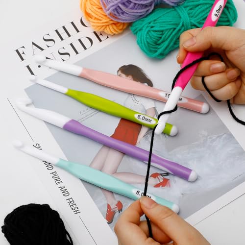 8 PCS Large Crochet Hooks Set, Ergonomic Multicolor Acrylic Crochet Hooks with Sizes 6mm, 7mm, 8mm, 9mm, 10mm, 12mm, 15mm, 20mm for Chunky Yarn Projects - Thumbnail 6