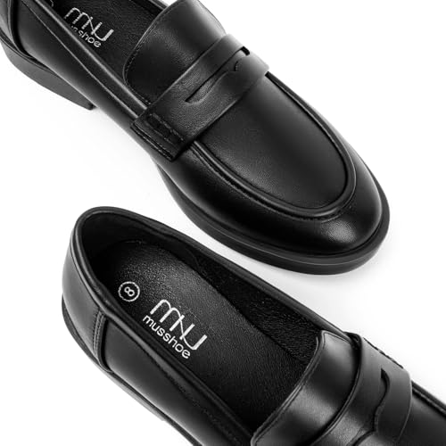 Image of MUSSHOE Loafers for Women Platform Chunky Comfortable Slip-On Womens Loafers Fashion Business Work Dressy Casual Shoes