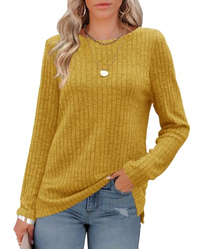 Image of Odosalii Baggy Jumpers For Women O Neck, Long Sleeve Longline Sweatshirt