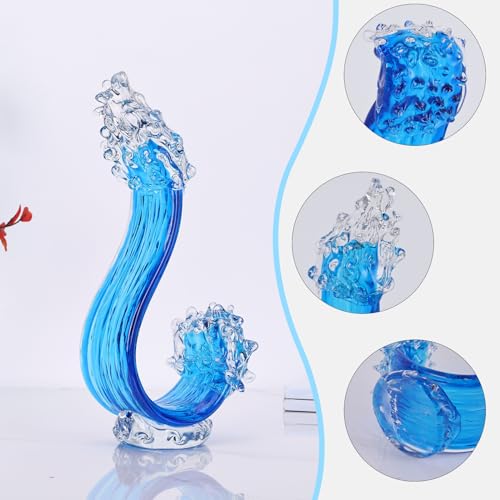 Escultura de vidrio azul para decoración del hogar miniatura 6