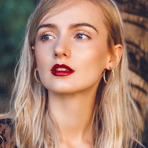 Gold Hoops Earrings for Women 14K Gold Earring Thick Hoop Earring for Womens Earrings Solid Line Cutting Design 30mm4