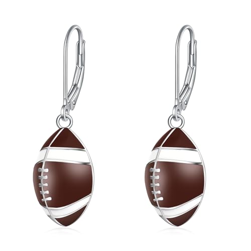 Rnivida Sports Earrings with 925 Sterling Silver Leverback,Football Earring,Basketball Earring,Soccer Earring for Women Jewelry Gifts
