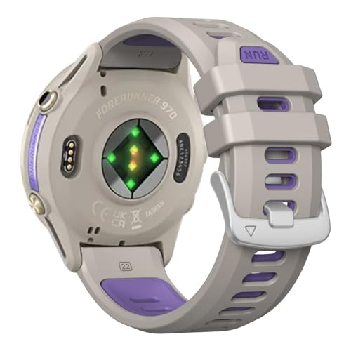Garmin Forerunner 970/965/955/945/935�p 22mm �E�H�b�`�o���h - �\�t�g�V���R�������p�o���h �r���v�X�g���b�v Garmin Watch�p (�O���[/�p�[�v��)
