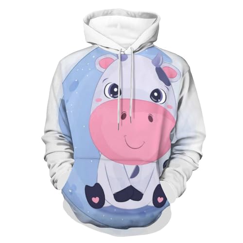 Sweats à capuche manche longue style vache pull décontracté unisexe homme femme taille S